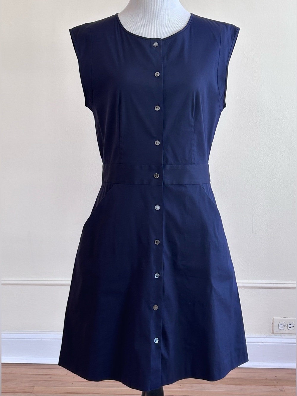 NEW Theory Dark Blue Jalia Button Down Dress